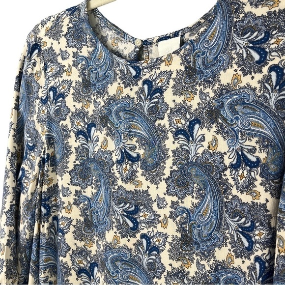 H&M Dress Paisley Print Midi Length Bell Sleeve Keyhole Back Women's Size 10 - Picture 3 of 8